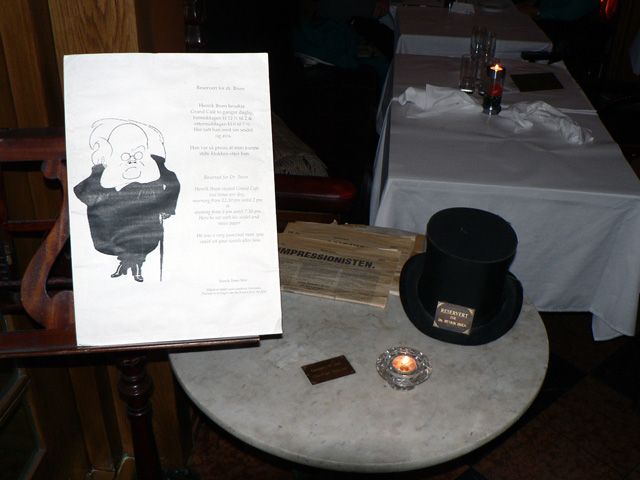 Ibsen’s table at the Grand Cafe, Oslo